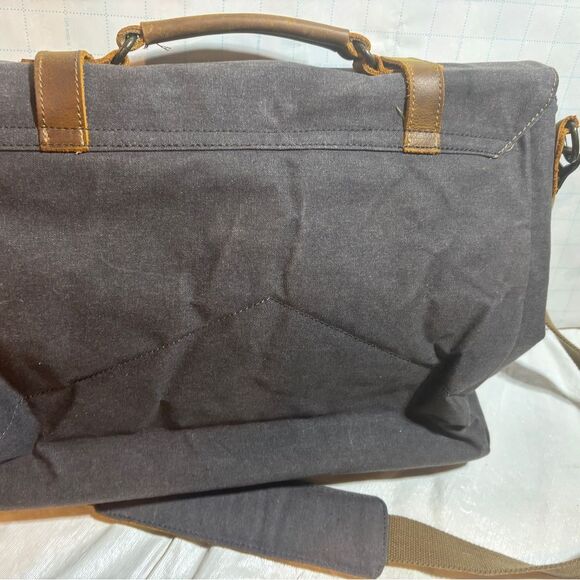 Waxed canvas and leather Laptop/ Messenger Bag - Picture 6 of 9